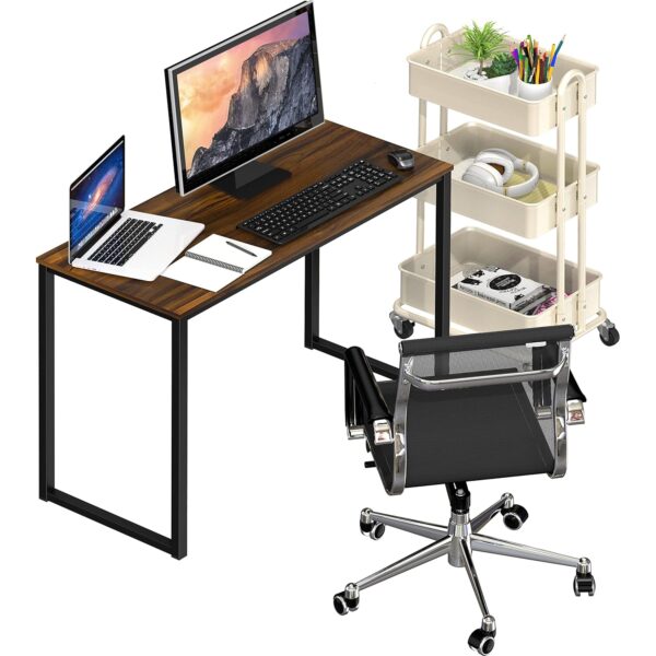 SHW Mission 32-Inch Home Office Computer Desk, 81 x 40 cm, Walnut