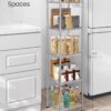 SONGMICS 5-Tier Bathroom Shelf, Storage Rack for Small Space, with 5 PP Shelf Liners, Removable Hook, Extendable Design, Silver and Translucent ULGR023S01