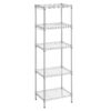SONGMICS 5-Tier Metal Storage Shelves, Kitchen Wire Shelving Unit, Storage Rack with Adjustable Shelves, Shelf Liners, 8 Hooks, for Garage, 30 x 40 x 121 cm, Silver ULGR115E01