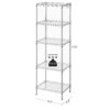SONGMICS 5-Tier Metal Storage Shelves, Kitchen Wire Shelving Unit, Storage Rack with Adjustable Shelves, Shelf Liners, 8 Hooks, for Garage, 30 x 40 x 121 cm, Silver ULGR115E01