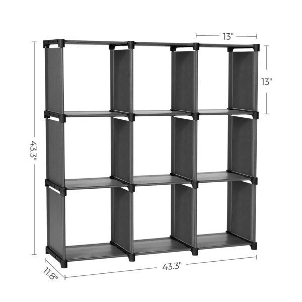 SONGMICS 9-Cube DIY Storage Shelves, Open Bookshelf Closet Organizer Rack Cabinet, Black ULSN45BK