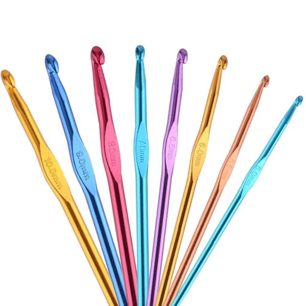 SUMAJU 14 Pieces Aluminum Crochet Hooks, Multicolor Knitting Needles Craft Making Tool Yarn Set 2mm-10mm Stocking Stuffer