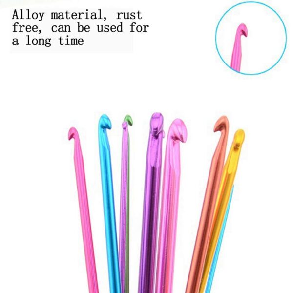 SUMAJU 14 Pieces Aluminum Crochet Hooks, Multicolor Knitting Needles Craft Making Tool Yarn Set 2mm-10mm Stocking Stuffer