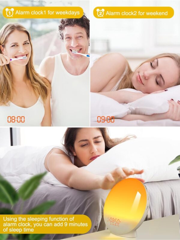 Sunrise Alarm Clock for Heavy Sleepers, Smart Wake Up Light with Sunrise/Sunset Simulation, App Controlled, Natural Sounds & FM Radio, 7 Alarms & Snooze, 11 Colors Night Light...