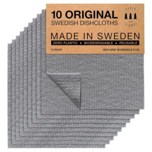 SUPERSCANDI 10 Pack Swedish Dish Cloths for Kitchen - 100% Biodegradable & Compostable | Washable Kitchen Cloths, Food-Safe & Without Plastic - Reusable Paper Towel for Any...