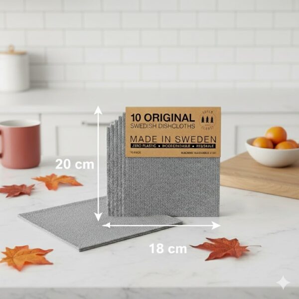 SUPERSCANDI 10 Pack Swedish Dish Cloths for Kitchen - 100% Biodegradable & Compostable | Washable Kitchen Cloths, Food-Safe & Without Plastic - Reusable Paper Towel for Any...