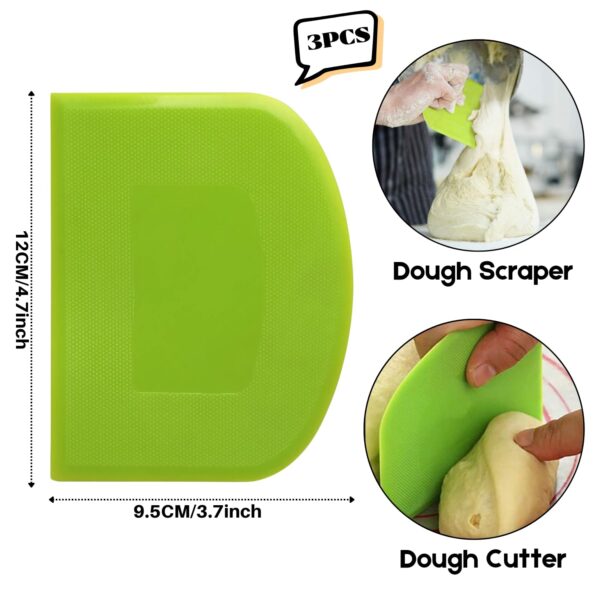 SURDOCA Dough Scraper Bench Scraper - 3P 4.7x3.7" Plastic Flexible Bowl Scraper, Sharp Edge & Angles Cake Scraper. Non-Slip Bakeware Decorating Tools Sculpting & Modeling Tools...