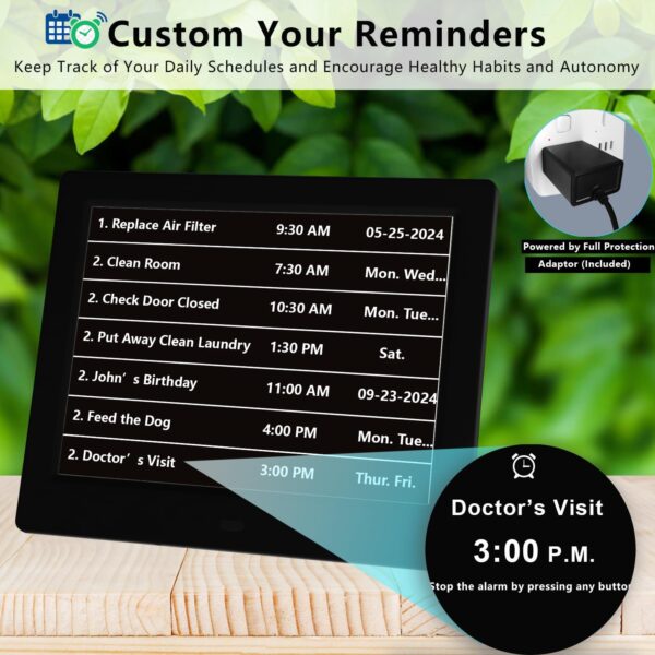 【Upgraded】 Dementia Clock 2.0 with 20 Alarms Custom Reminders, 8" Large Calendar Day Clock, AM/PM, Auto DST, 6 Display, 10 Levels Auto Dimmer, 8 Inch Clock with Day & Date for...