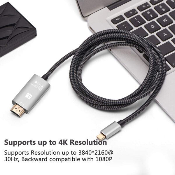 USB C to HDMI Cable, USB Type-C to HDMI Cable Thunderbolt 3/4 Port 4K for New MacBook/pro iPad Pro 2018 iMac Chromebook Pixel Dell XPS 13/15 Galaxy S8/S9 S8/S9 Plus Note8 (6ft)