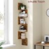 VASAGLE Corner Shelf Wall Mount, 5-Tier Floating Corner Bookshelf, Plant Shelf for Bedroom, Living Room, Bathroom, Home Office, Rustic Brown