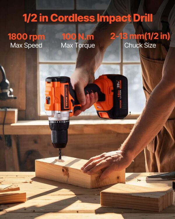 VEVOR Tool Combo Kit, 20V Brushless 5-Tool Combo Kit, Cordless Power Tool Combo Kit, Cordless Drill and Impact Driver, with 4.0 Ah Batteries, Charger, Reciprocating Saw,...