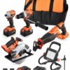 VEVOR Tool Combo Kit, 20V Brushless 5-Tool Combo Kit, Cordless Power Tool Combo Kit, Cordless Drill and Impact Driver, with 4.0 Ah Batteries, Charger, Reciprocating Saw,...