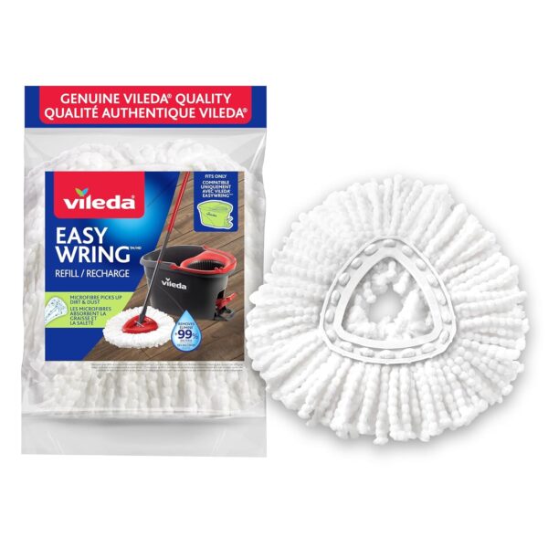 Vileda EasyWring Mop Head Refill (Pack of 1) | Machine Washable & Reusable Mop Refills | Spin Mop Replacement Head | Safe and Effective on All Floor Types | Use for Mopping or...