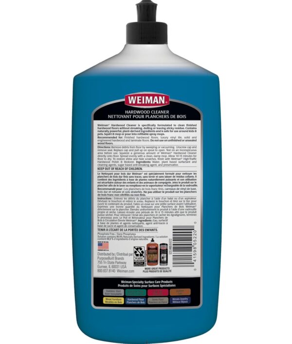 Weiman Hardwood Floor Cleaner - Professional Quality, Streak-Free Finish - 32 fl oz