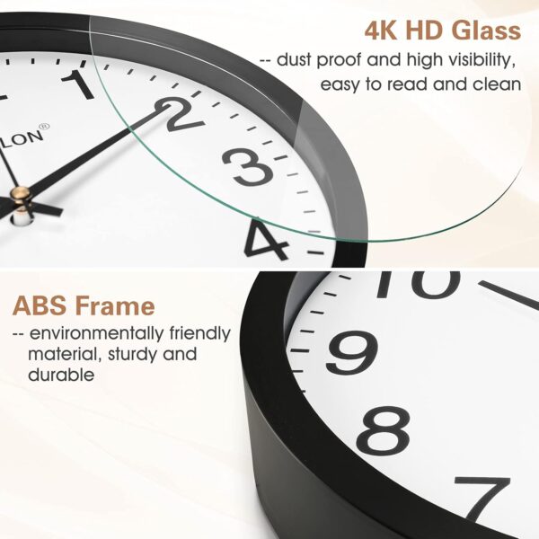 WISKALON 10 inch Wall Clock,Silent Non-Ticking Elegant Black Frame Wall Clock,Classic Digital Wall Clock with Glass,Battery Operated Round Wall Clock,Easy to Read...
