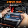 WOLFBOX MV24 4000A Jump Starter,12V Car Booster Pack with 65W Quick Charger,LED Display, 88.8Wh Portable Jump Starter Battery (10L Gas 10L Diesel Engine) with LED Light, Jumper...